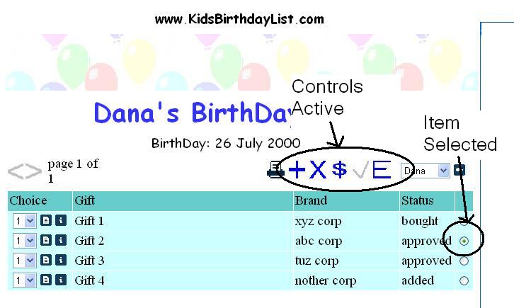 image highlighting gift selection and active controls