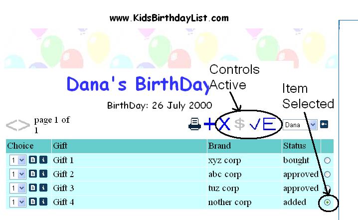 image highlighting gift selection and active controls